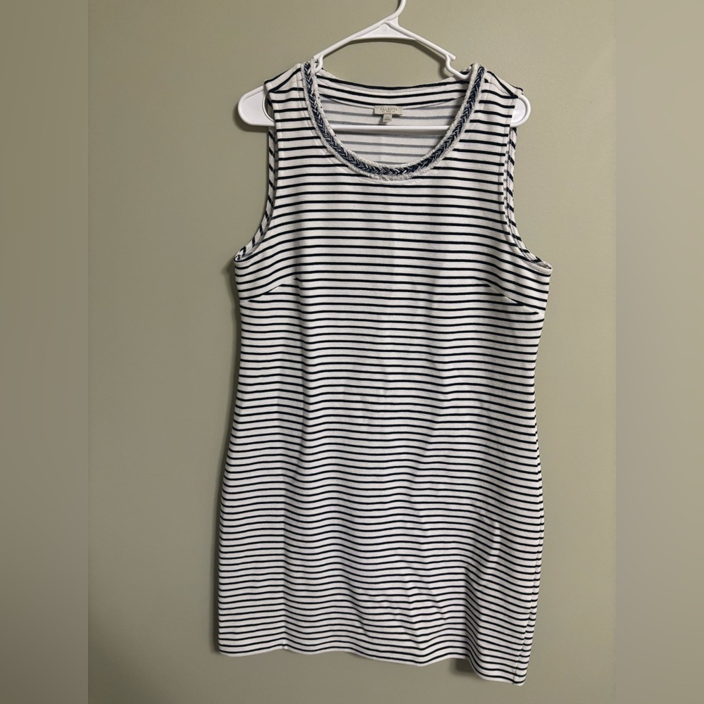 Talbots Striped Shift Dress Sleeveless Crew Neck Knee Length Size 14 Petite